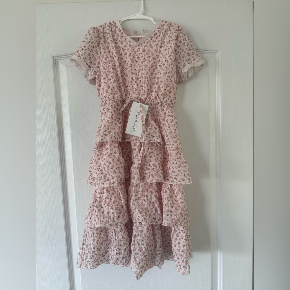 NWT - Lena & Lou - Little Girl's Floral Tiered Dress - Size 6-7 - Picture 2 of 9
